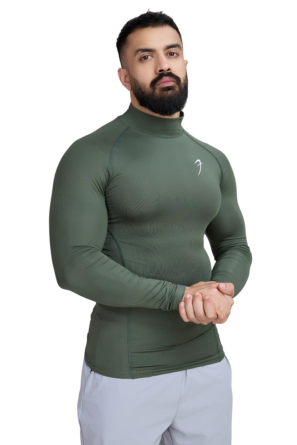 Men Full Sleeves Slim Fit Compression High Neck Sports and Gym Tshirt-image-21