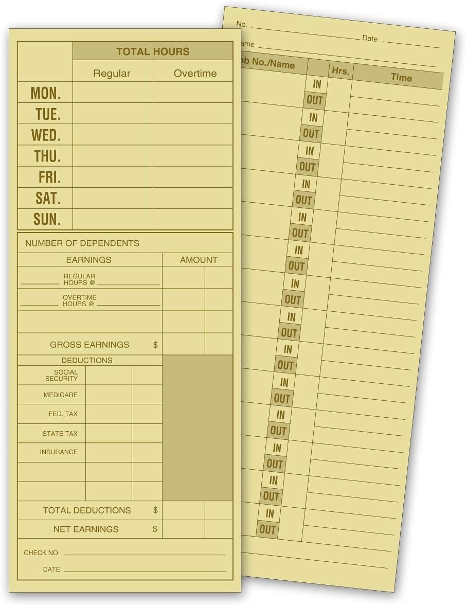 CheckSimple Employee Daily Time Cards Common Electric