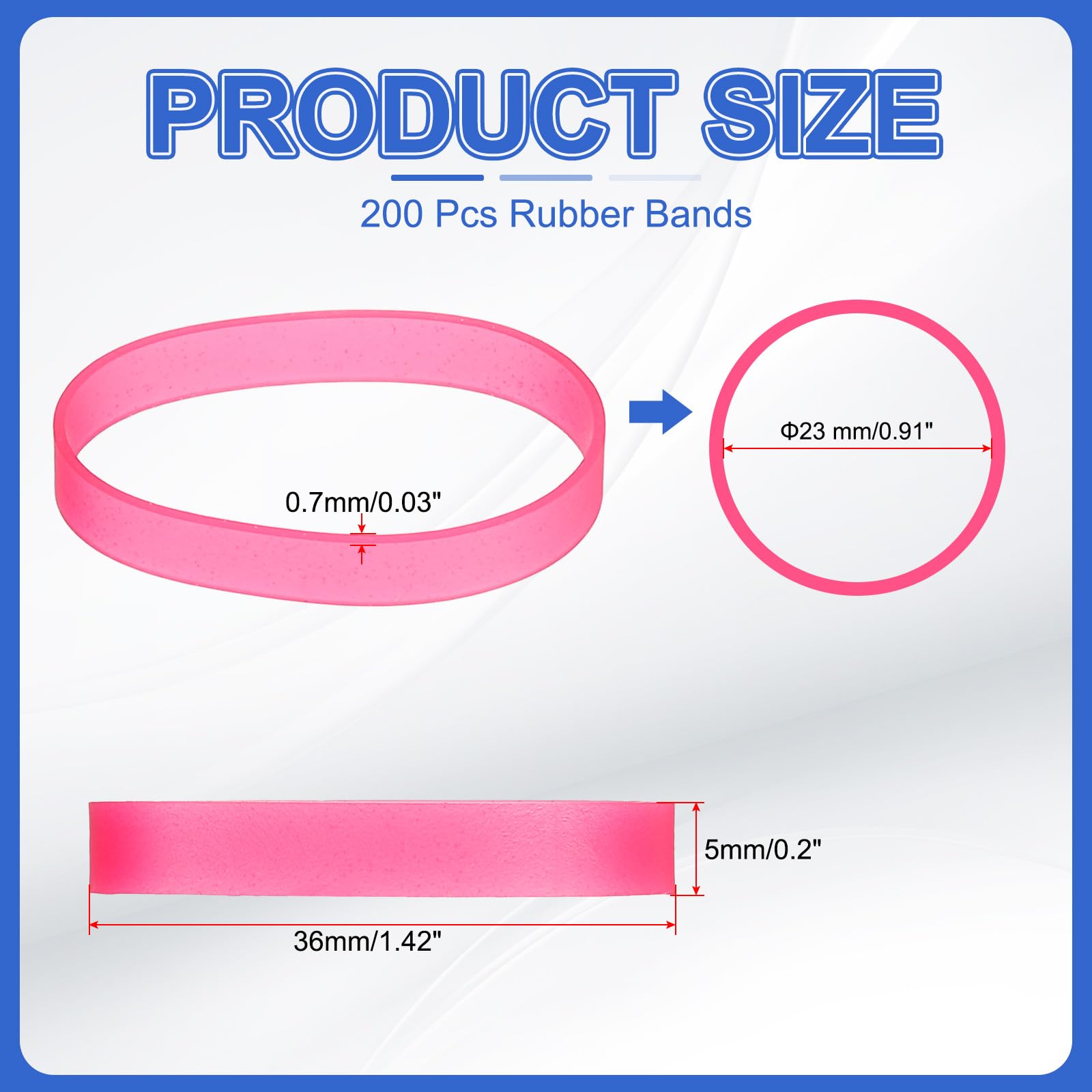 PATIKIL Silicone Rubber Bands Cable Ties 1.4", 200 Pcs Flat Rubber Elastic Band for Office Supplies Home Cord Wrapping Rose Red - Image 2