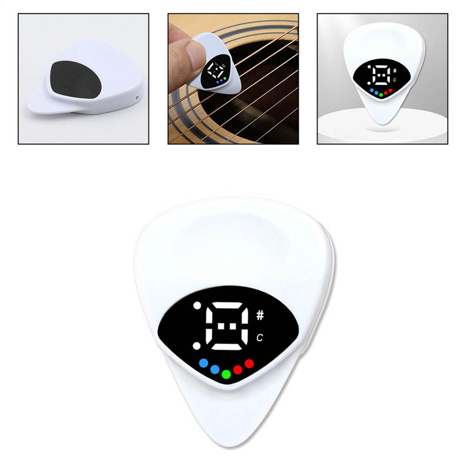 Tuner do gitary akustycznej, kostki do gitary elektrycznej, przenośny cyfrowy klips do strojenia gitary 2 w 1, zasilanie bateryjne, technologia tuningu cyfrowego, 4 x 3,2 x 0,7 cm, dla kobiet,