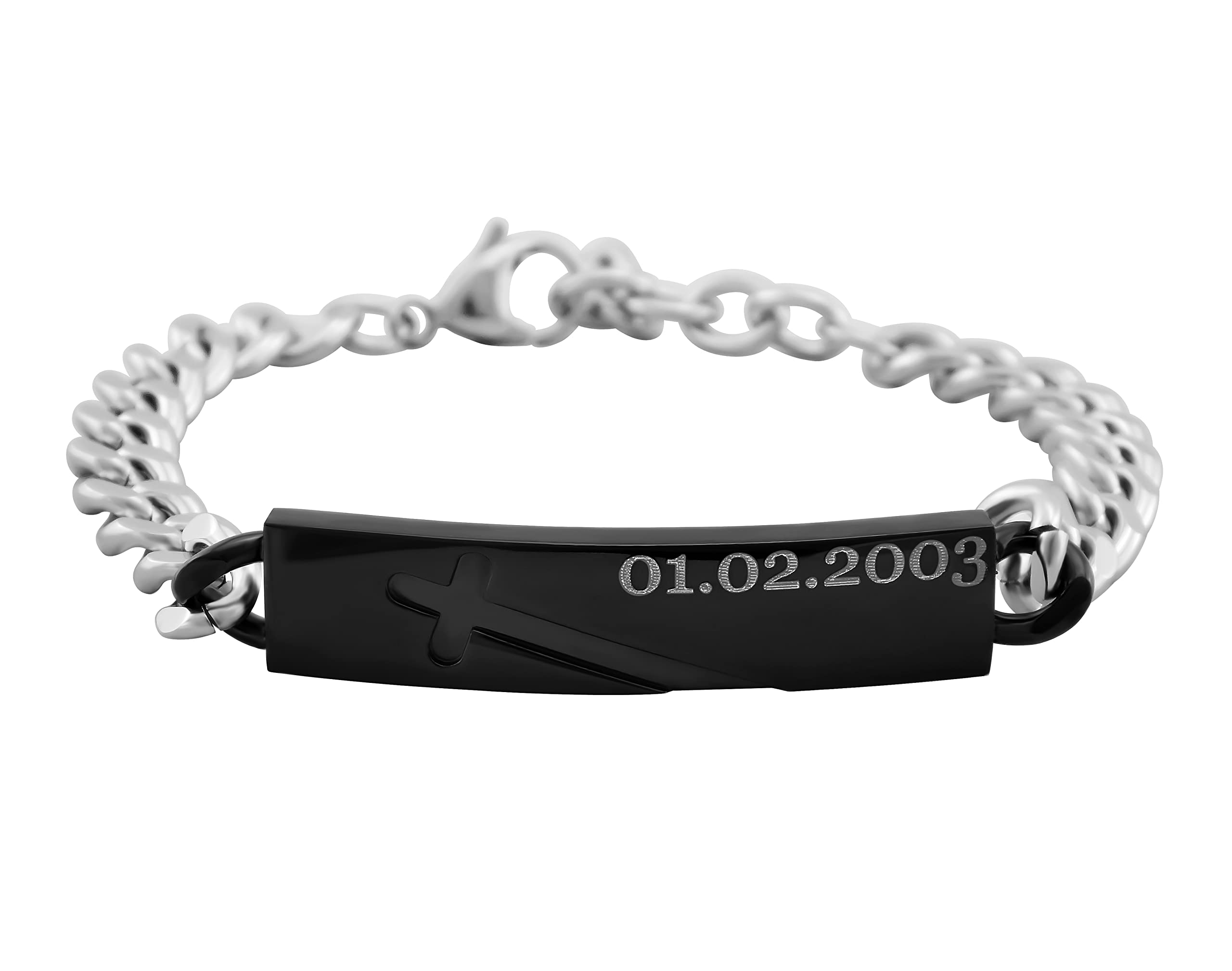 Pärchen Armband mit Gravur 2 Stück silber gold 22 cm | Armband personalisiert Edelstahl für Partner Familie Beste Freundin BFF | Partnerarmbänder 2er Set Armbänder für Paare