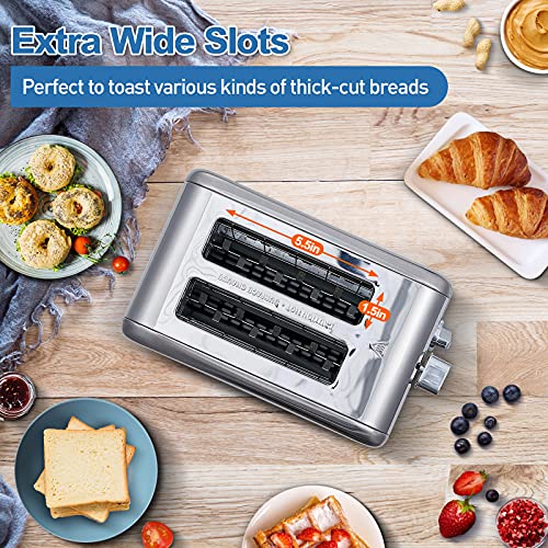 Image of CUSIMAX 2 Slice Stainless Steel Toaster with Digital LED Display, Silver