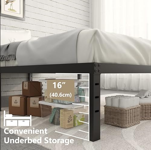 Lobeedd 18 Inch Tall Twin Bed Frame With Maximum Storage, 2500 Lbs Heavy Duty Metal Platform No Box Spring Needed Strengthen Support Mattress Foundation, Noise Free (Twin) #TOP4