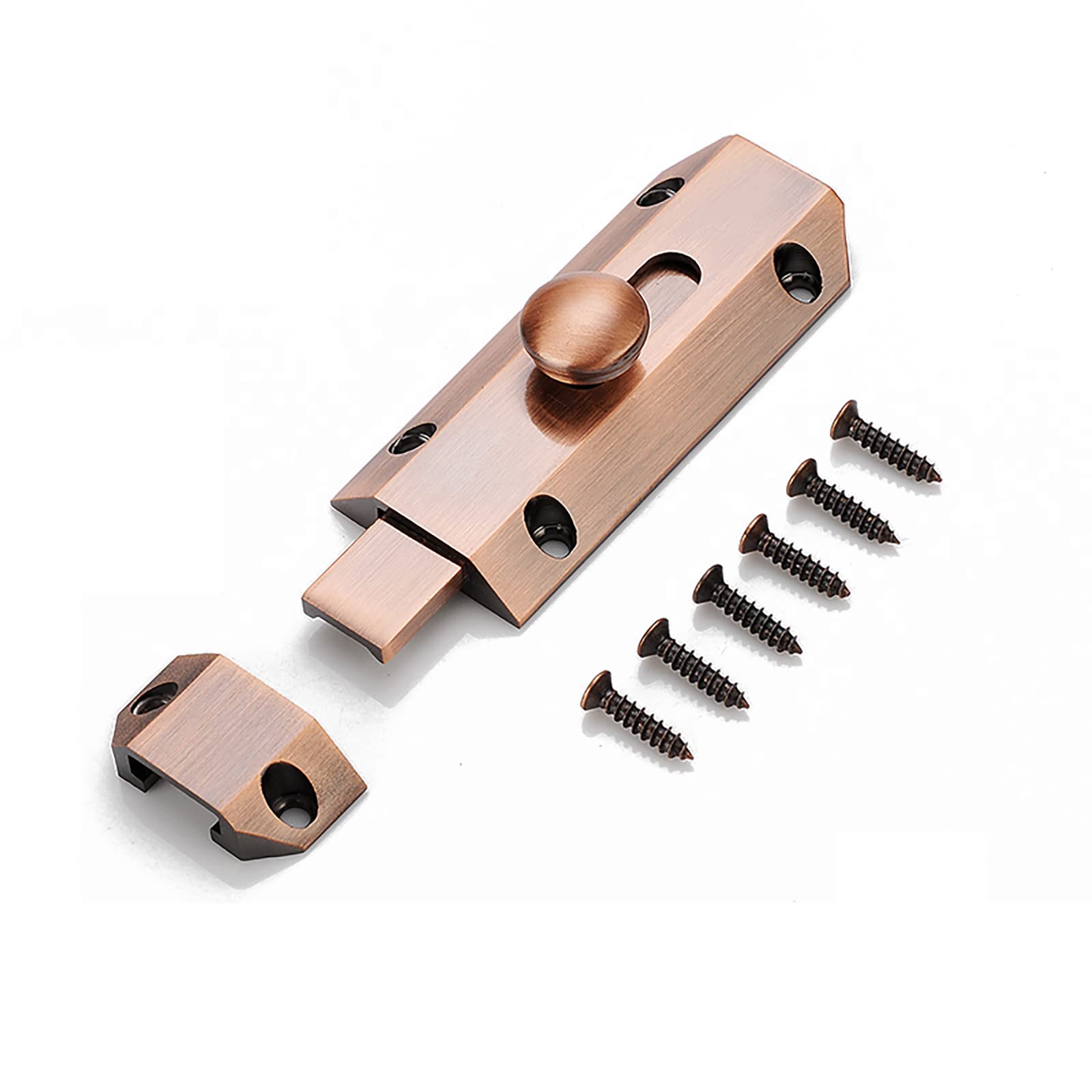 Cgjsefh Red Patina Door Latch, Slide Door Bolt Solid Pure Copper Lock Buckle Latch For Home Bedrooms Barns Fences Childproofing Cupboards Workshop(Red Patina)