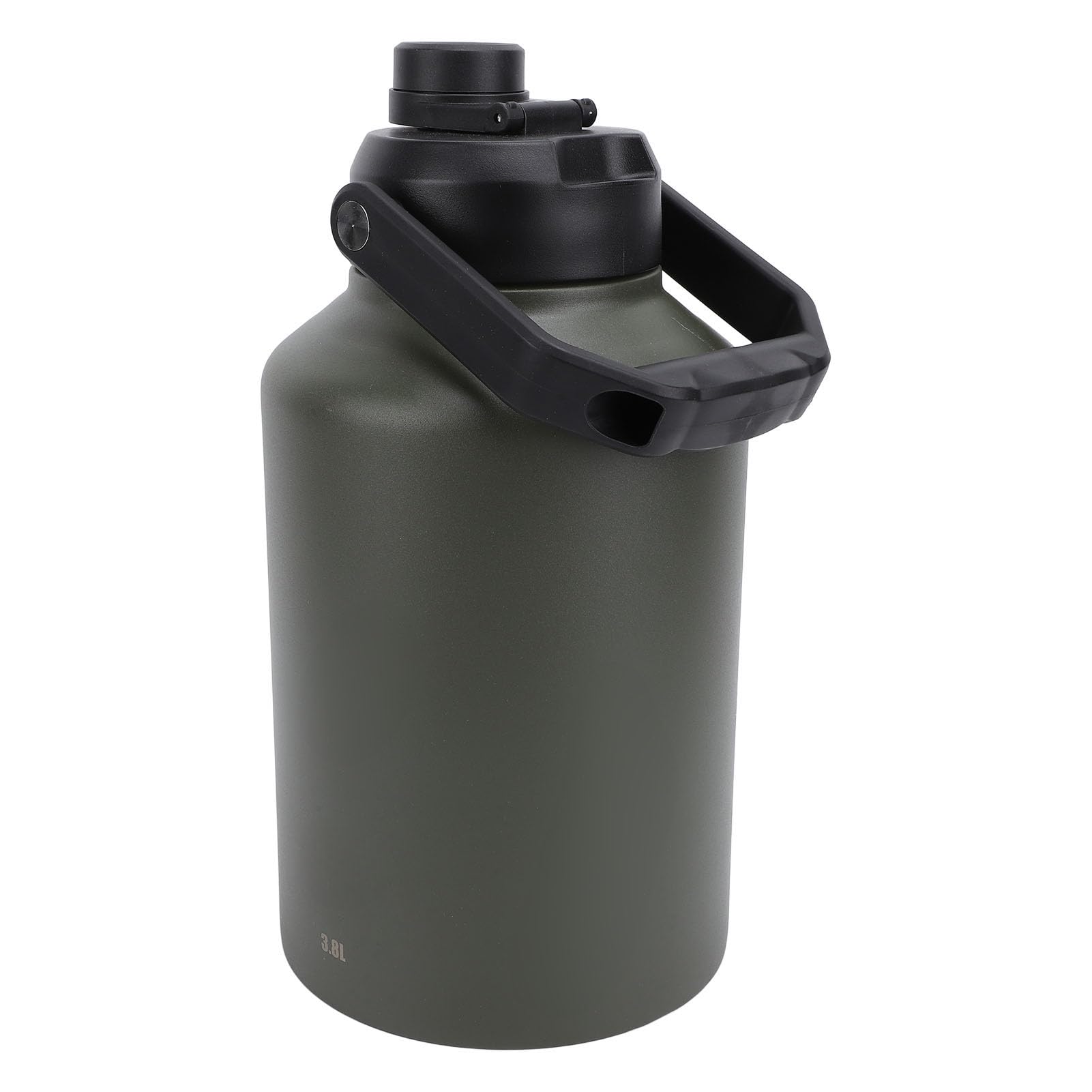 Annadue Botella de Agua de Acero Inoxidable de 3,8 L, Botella Deportiva con Aislamiento Al Vacío de Doble Pared, Térmica para Entrenamientos de Acampada Al Aire Libre (ejercito verde)