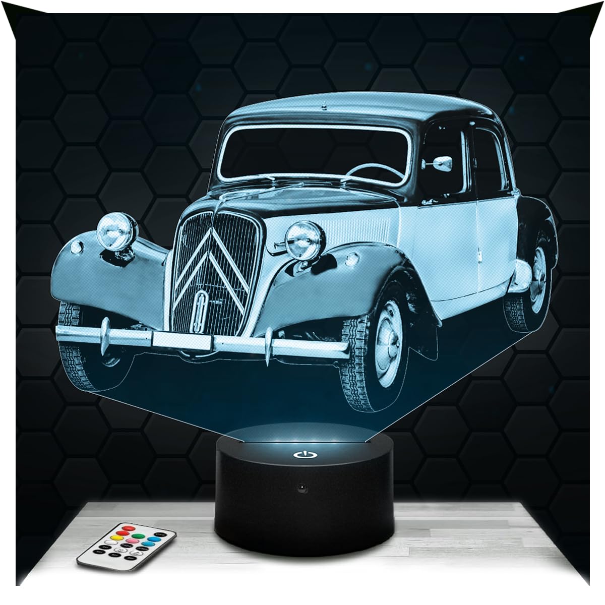 Lampephoto.fr - 3D Traction Automobile French Car Lamp, Touch LED Night Light, 3D Hologram Effect, Christmas Birthday Gift Idea for Men, Bedroom Decoration Object