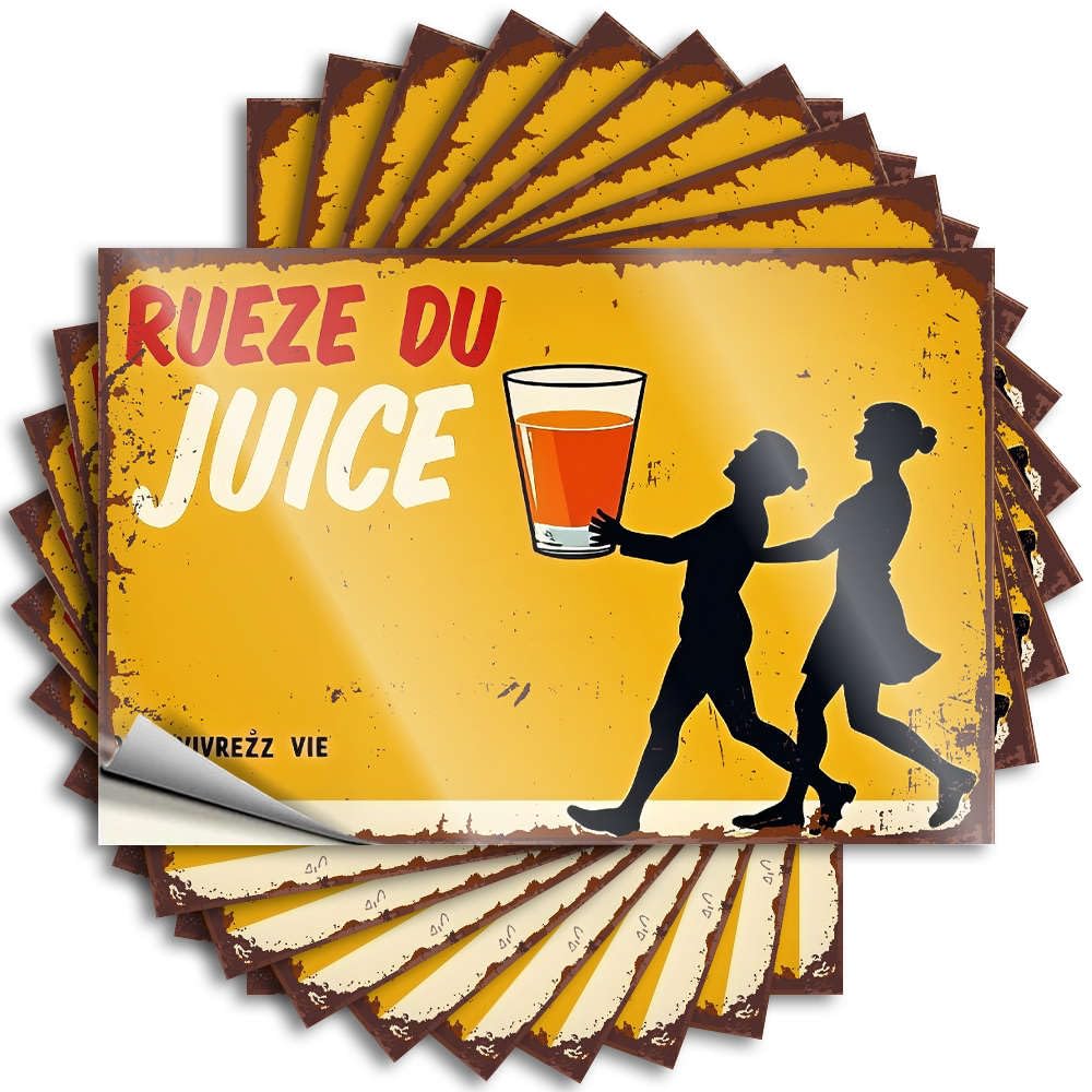Funny Desk Decor Water Quote | Rueze Du Juice: Energy in Every Sip! Square Durable Vinyl Sticker Easy Apply for Fishing(8X12CM)