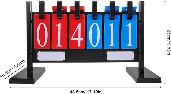 6-Digit Portable Multi-Sport Scoreboard Flip Score Keeper Weatherproof Plastic Basketball Soccer Volleyball Tennis Game Score Flipper for Indoor Outdoor Competitions