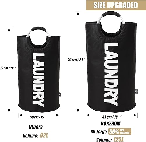 Miniatura 3 de DOKEHOM - Canasta de lavandería extragrande de 125 litros, bolsa de lavandería plegable, canasta de ropa alta y autónoma, contenedor de lavado