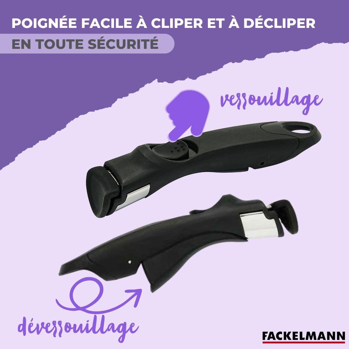 Fackelmann Lot 3 poêles inox InoGrip 20 24 28 cm tous feux induction