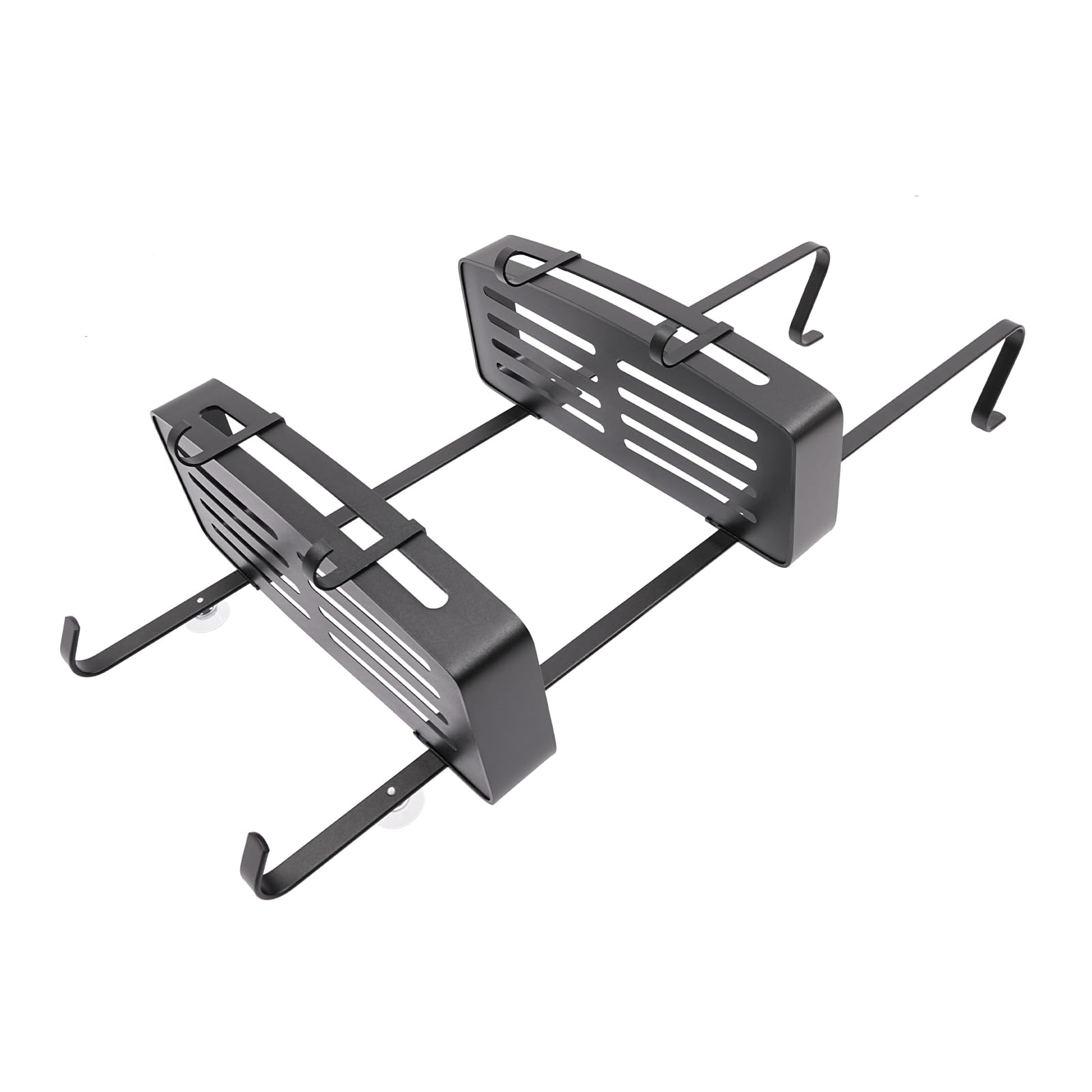 Estante de ducha para colgar de 2 niveles, estante de ducha para baño, champú, cesta de ducha, estante para colgar con 4 ganchos móviles, 32,5 x 12,5 x 73 cm, color negro