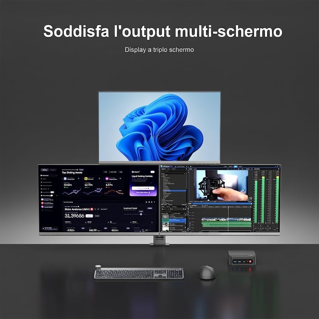 BOSGAME P4 Ultra Windows 11 Pro Business Mini-PC AMD Ryzen 7 7730U, 8 Kerne, 16 Threads, bis zu 4,5 GHz, 16 GB DDR4 RAM, 1 TB SSD, 4K@60Hz Triple Display, HDMI, Type-C, USB3.2, LAN, Wi-Fi 6E, BT5.2