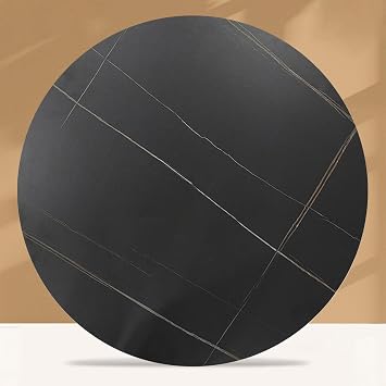 24" Large Sintered Stone Lazy Susan for Table Top 28" Rotating Serving Tray Organizer Round Turntable for Kitchen Spinning Food Server CenterpiecesBlack Gold,60CM/24IN