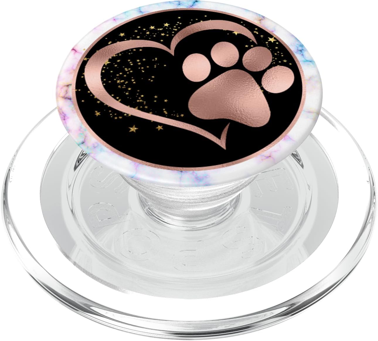Pink Cat Dog Paw Print Colorful Heart PopSockets PopGrip for MagSafe
