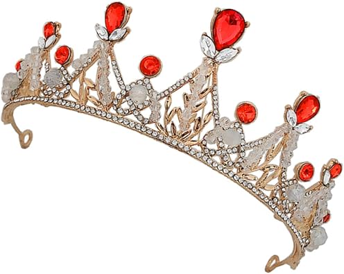 Crown Shining Headwear for Red Rhinestone Birthday Party Accessory Lightweight and Easy to Wear for Celebrations and Unforgettable Photos