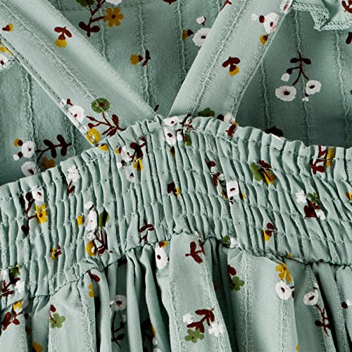 Toddler Baby Girl Floral Casual Dress Flutter Sleeve Princess Dress Flower Print Sundress Kids Summer Outfit Clothes (Green-A, 4-5T) #TOP3