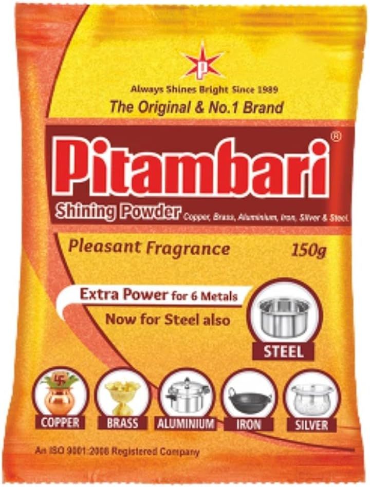 Pitambari Shining Powder for 6 metals - 150g| For 6 metals- Copper, Brass, Silver, Aluminum, Steel, Iron