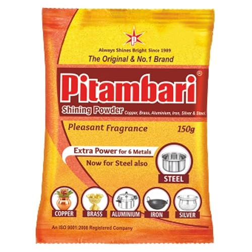 Pitambari Shining Powder for 6 metals - 150g| For 6 metals- Copper, Brass, Silver, Aluminum, Steel, Iron