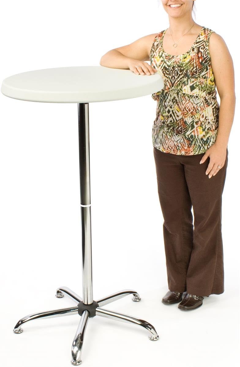 Displays2go 47-inch-Tall Round Pub Table with Plastic Top, 27-inch Diameter, Sturdy Steel Stand