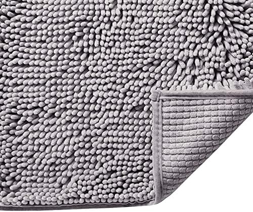 H.VERSAILTEX Bath Mat, Washable Bathroom Rug, Extra Thick Chenille Rug, Absorbent Soft Shaggy Mat,Non-Slip Quick Dry Plush Rug for Bathtubs, 17 x 24 Inches (Grey)