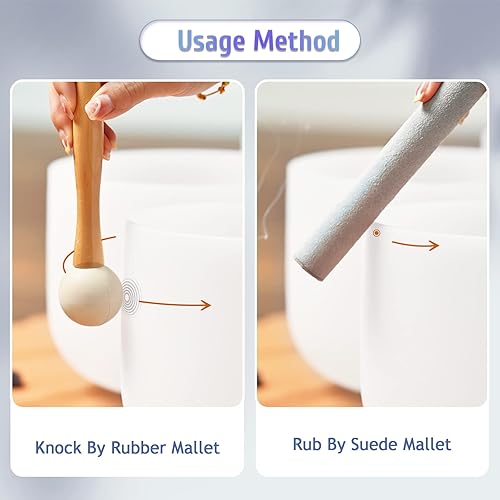 Miniatura 5 de 440HZ - Juego de 7 cuencos de cristal de cuarzo de chakra esmerilado de 6 a 12 pulgadas para curación de sonido con fundas de transporte resistentes