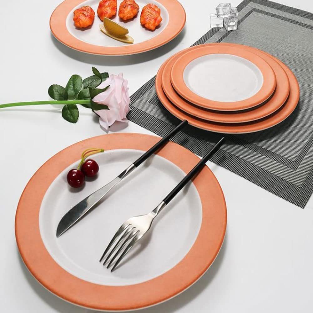 Ensembles D'assiettes de Cuisine Belle plaque dîner en plastique plastique plat plat plat plaque de dessert assiette de la plaque de salade adaptée aux plats de céréales en bonne santé réutilisables E