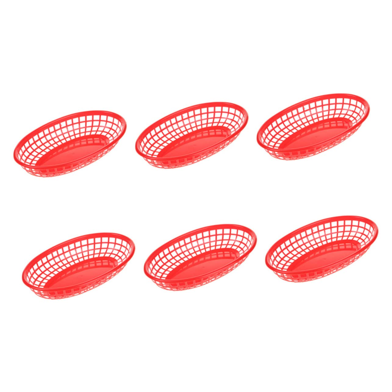 Hemobllo 6Pcs Oval Fast Food Baskets Reusable French Fries Fried Chicken Serving Tray for Home Fruit Plate Snacks Lightweight Elegant Design for Kitchen Parties