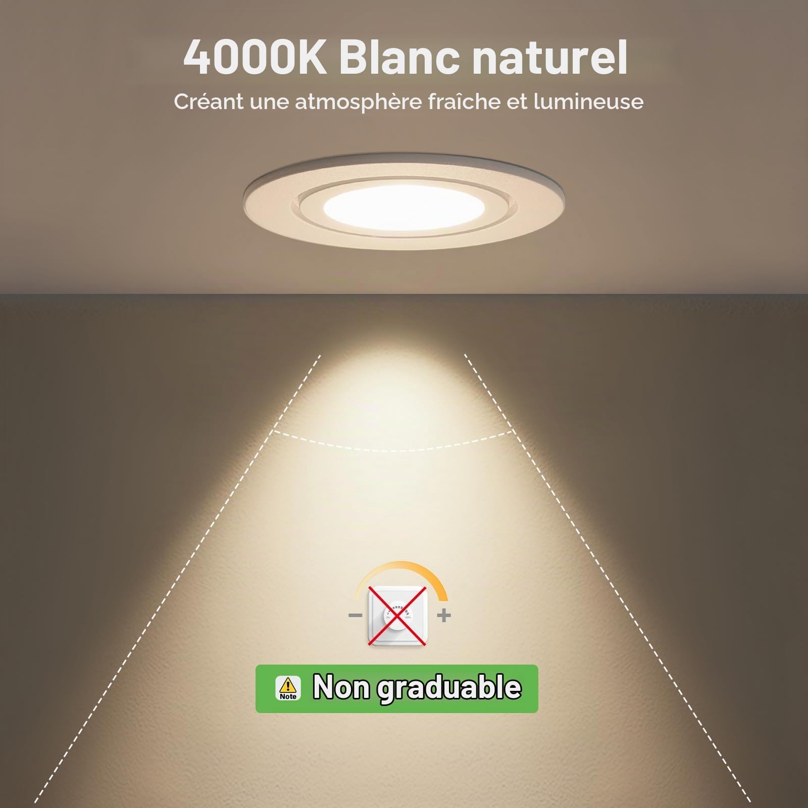 YindaLux Spot led encastrable GU10 cadre IP65 incl.5W Module LED 4000K, Spot encastrable 230V Blanc mat Spots de plafond Rond plat Spot 68mm Trou pour extérieur-intérie, Lot de 6, Non dimmable