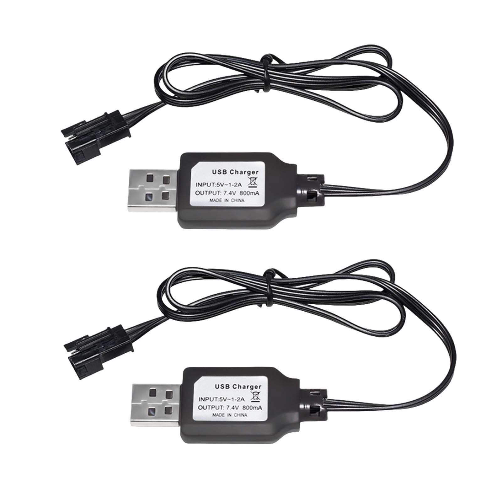 Photo 1 of 7.4V SM-3P 3Pin Plug USB Charger Cable for RC Cars Boats Toys Shark Vacuum Battery Charger Li-ion Battery Charger (2PCS)