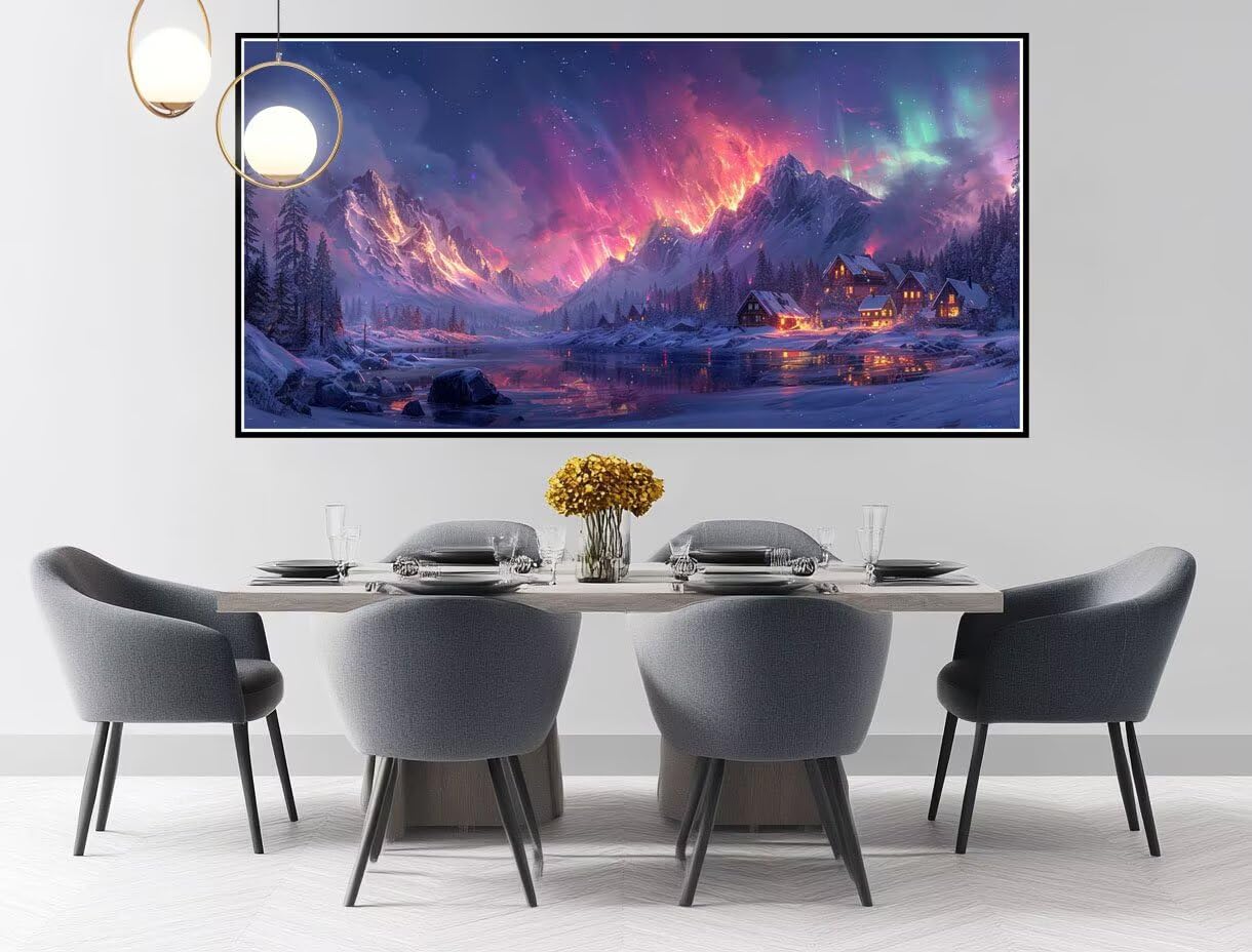 Pintar por Numeros Adultos Aurora, Cabina Pintar por Numeros DIY Painting by Numbers Kits, con Lienzo Sin Arrugas, Pinceles y Pintura Acrílica para Decoración Pared Hogar Sin Marco 70x140cm XD-281