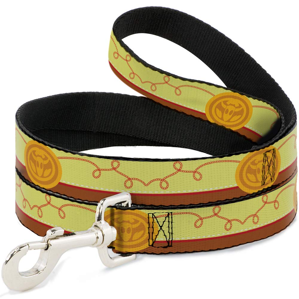 Dog Leash Toy Story Woody Bounding Cowboy Buckle Yellow Red Brown 4 Feet Long 0.5 Inch Wide