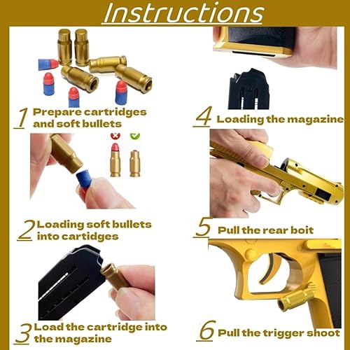 Miniatura 4 de Pistola de juguete de bala suave, pistola de juguete de expulsión, balas de espuma EVA, pistolas de juguete, modelo educativo, grandes regalos para