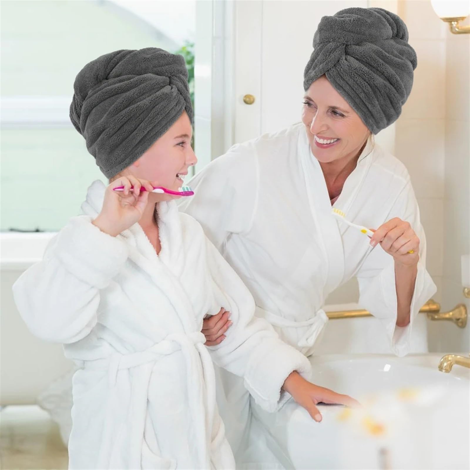Haar-Turban, Haarturban, Wickelmütze, Handtuch, Mehrfarbig, 25 x 65 cm, 2er-, 3er-Pack(Black,3PCS-25CMX65CM)