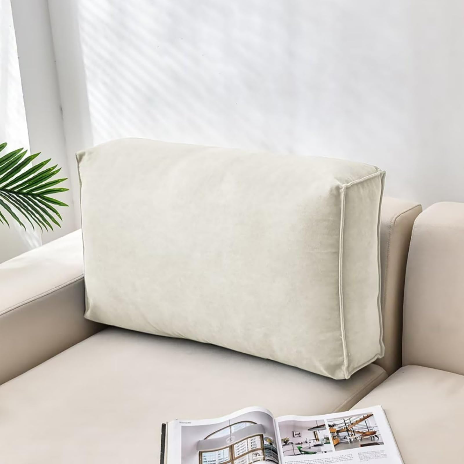 FZKun Couch Back Cushions Pillows - Large Sofa Back Cushions Headboard Pillows Throw Pillows Waist Cushion Comfort Reading Pillow Lumbar Support Pillow (28 * 18 * 5 inch,White)