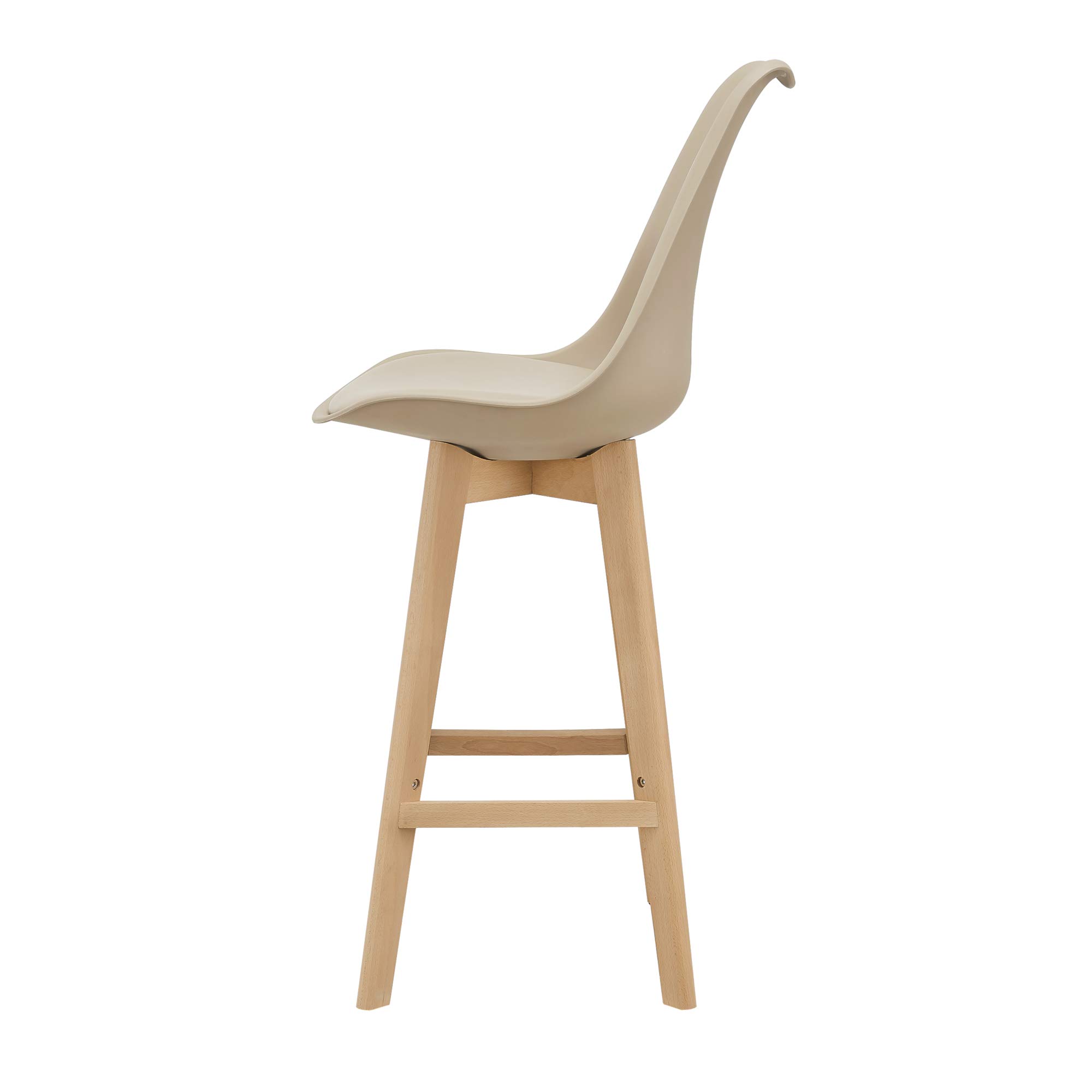 [en.casa] Juego de taburetes de Bar 105 x 48 x 58cm Set de 2X Taburetes de Cocina de diseño Asiento Acolchado Patas de Madera Haya Beige
