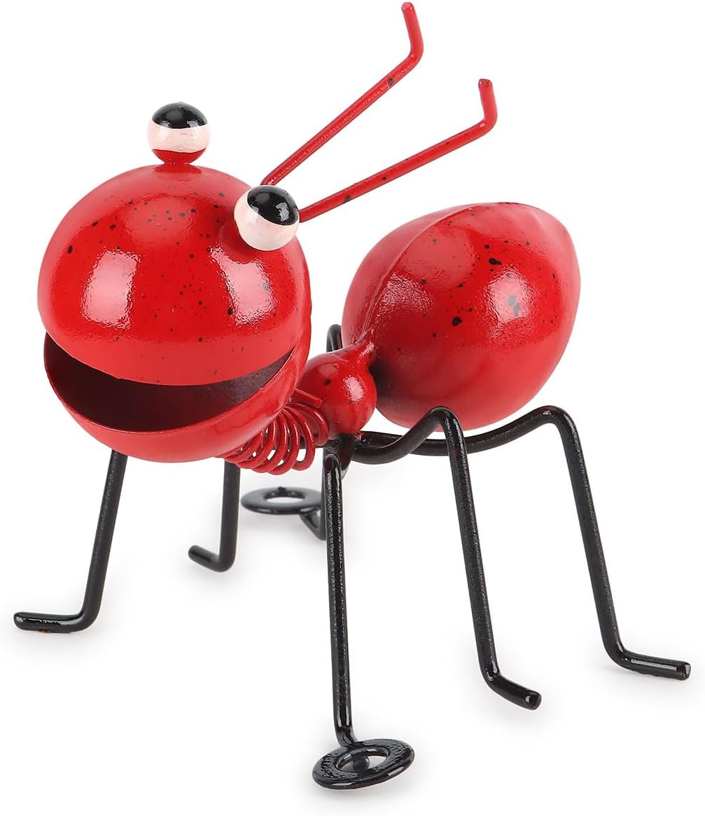 Ant Decor Metal Wall Art Garden Decoration Cute Metal Ants Figurines for Indoor Outdoor Wall Sculptures Garden Yard Fence Insect Ornaments Bedroom Living Room Hanging Decorations (Red)