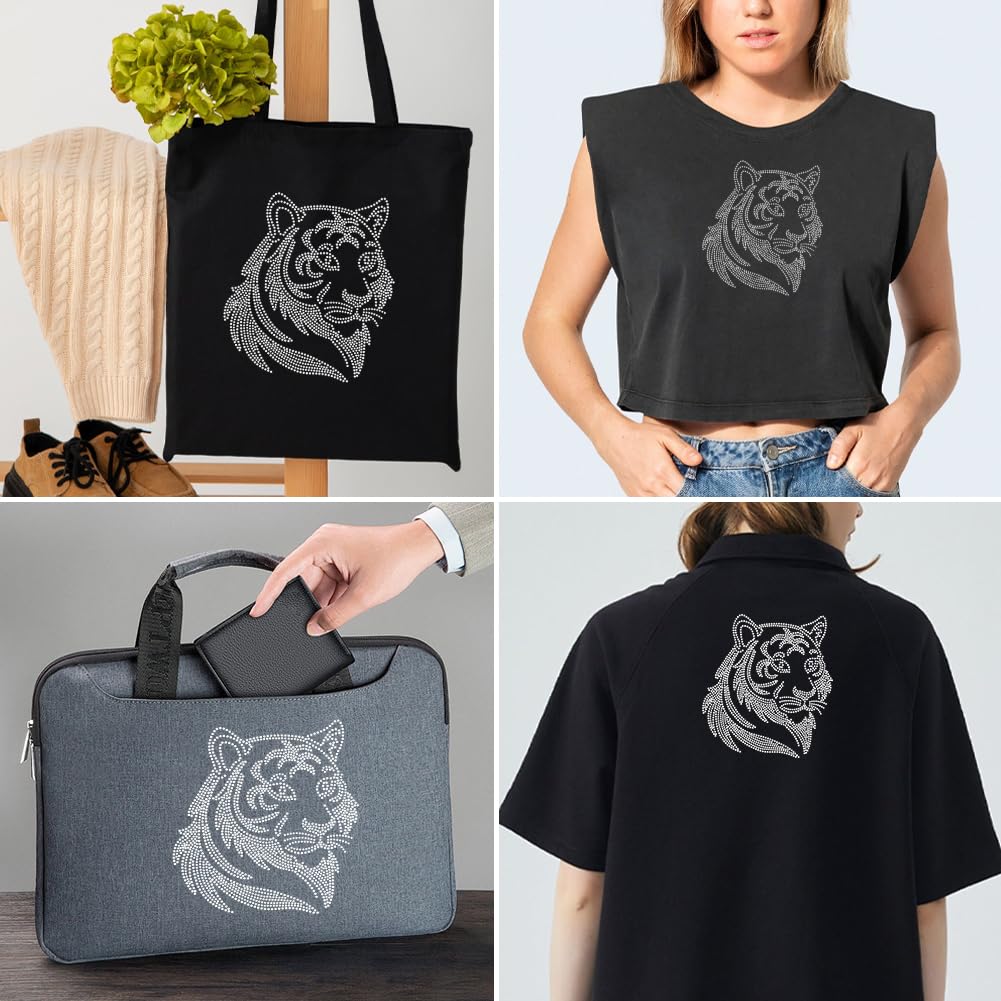 Patch modello testa di tigre motivi di paillettes cucire su toppa