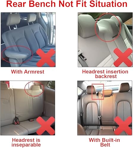 Miniatura 5 de Juego completo de fundas de asiento de automóvil, protectores de asiento delantero de poliéster con fundas de asiento trasero de banco dividido,