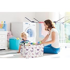 Essme Rectangular Butterfly Baskets,Kids Storage Basket with Handles for Girls Room Decor, Girls Storage BinPurple Butterfly