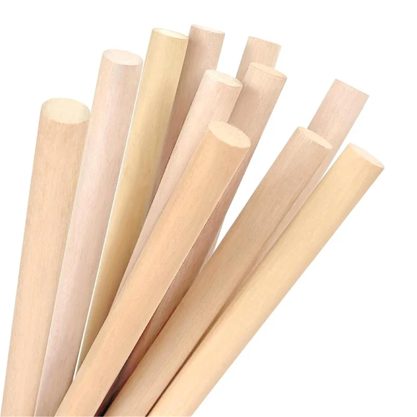 Drewniane pręty do rzeźbienia w drewnie, 100 szt., 10 cm, drewniane okrągłe naturalne wstępnie przycięte drewniane patyczki do majsterkowania, malowania, warstwowe wsparcie ciasta, drewniane patyczki