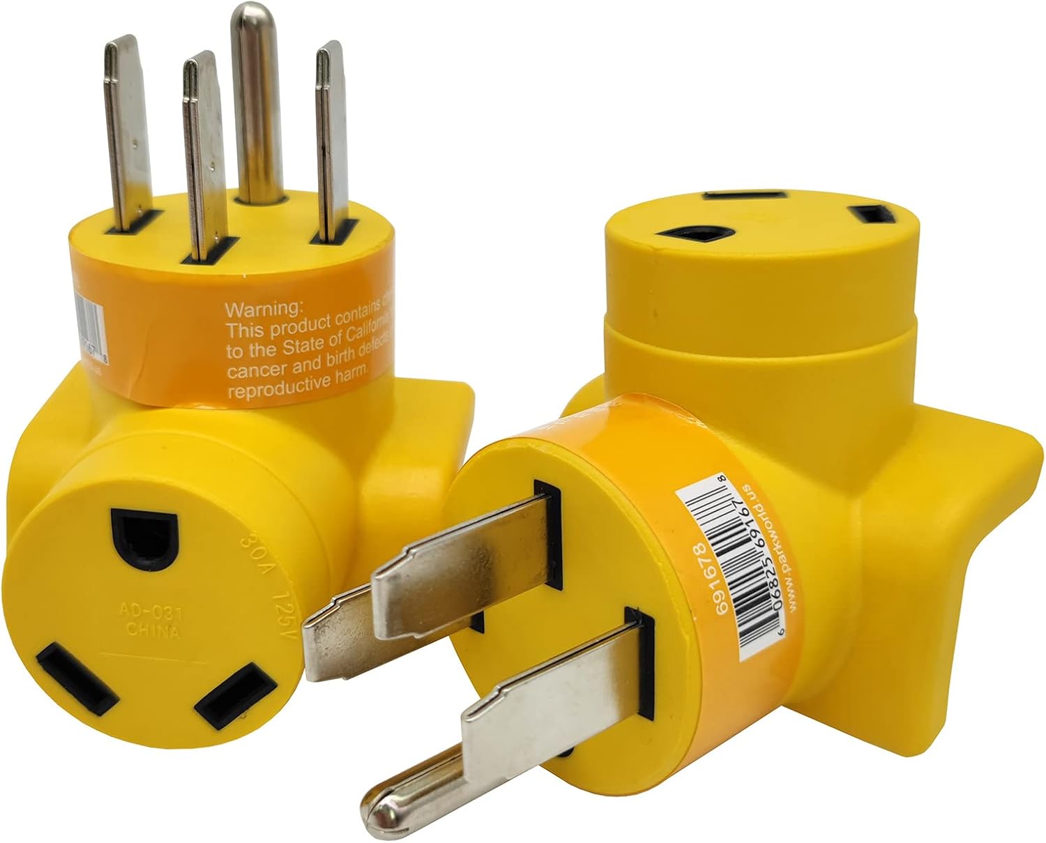 Parkworld 691678 RV Adapter 50A 14-50P Male Plug to 30A TT-30R Female Receptacle, Right Angle
