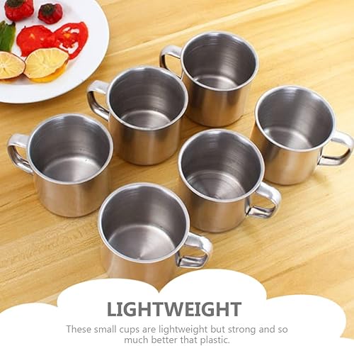 Miniatura 2 de NUOBESTY Tazas de café expreso, taza de campamento, 5 unidades, acero inoxidable, mango de metal, vasos de chupito de metal, taza de té, taza de