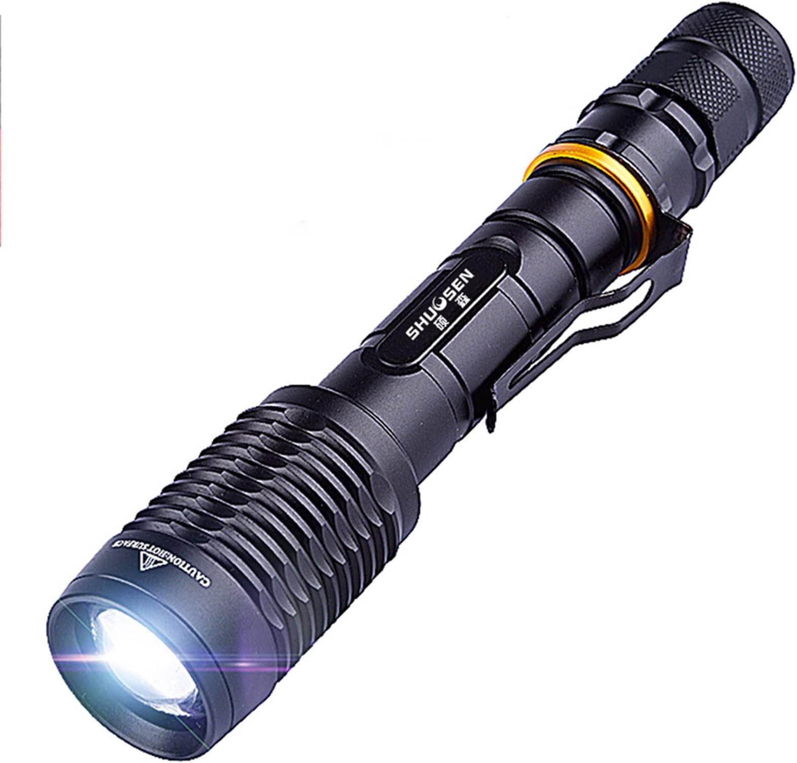 LED Super Bright Flashlight, Powerful Military Tactical Waterproof Flashlight, LED Zoom Flashlight, Aluminum Alloy Material, 500 Meters Long Distance, 5 Modes, Suitable For Ca(Size:19.9cm,Color:b