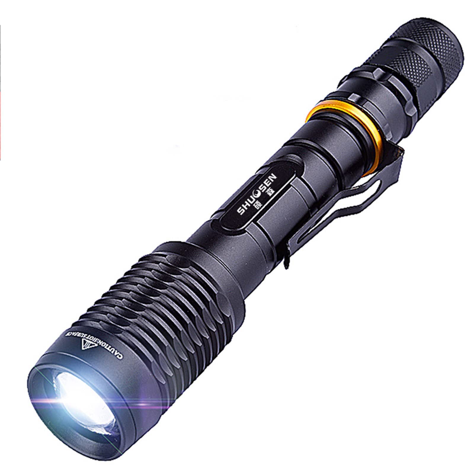 LED Super Bright Flashlight, Powerful Military Tactical Waterproof Flashlight, LED Zoom Flashlight, Aluminum Alloy Material, 500 Meters Long Distance, 5 Modes, Suitable For Ca(Size:19.9cm,Color:b
