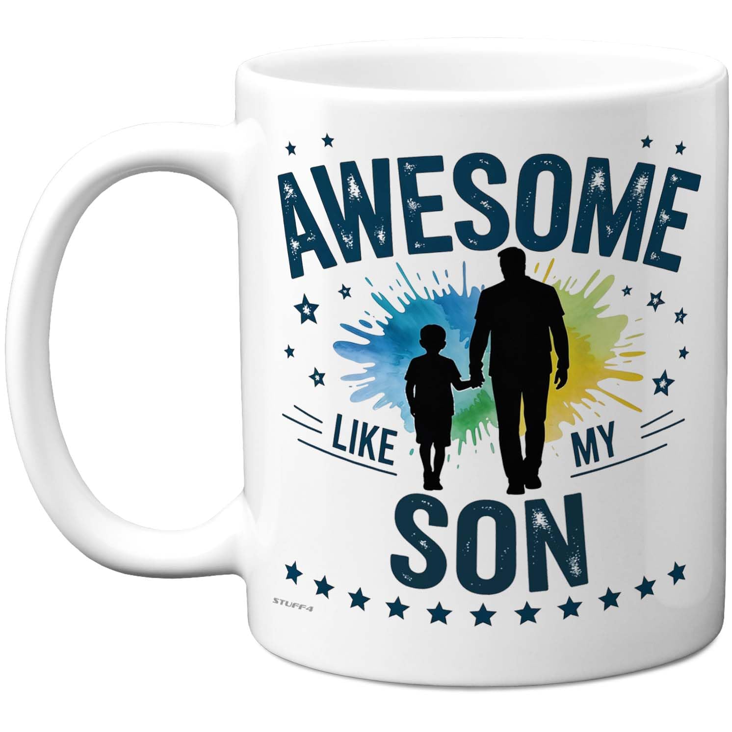 Stuff4 Awesome Like My Son Mug - Colourful Father and Son Silhouette - Fun Novelty for Dad - 11oz Ceramic Gloss Mug