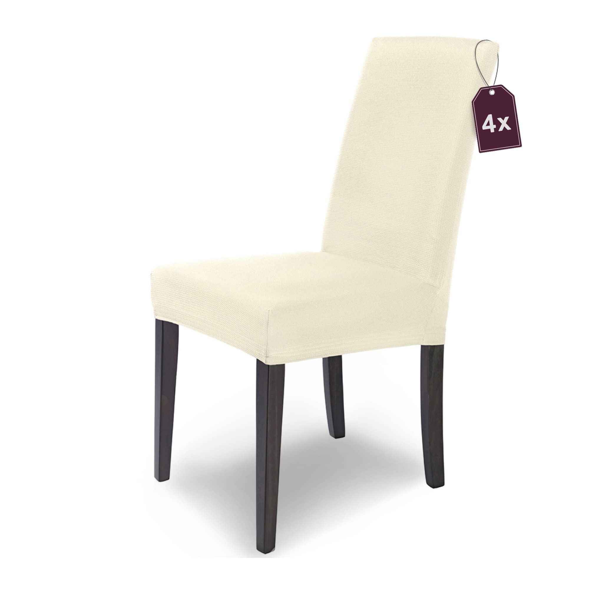 SCHEFFLER-HOME Housse de chaise élastique « Mia » en microfibre/lot de 4 / écru-crème/housse de chaise élégante/revêtement pour chaises et sièges