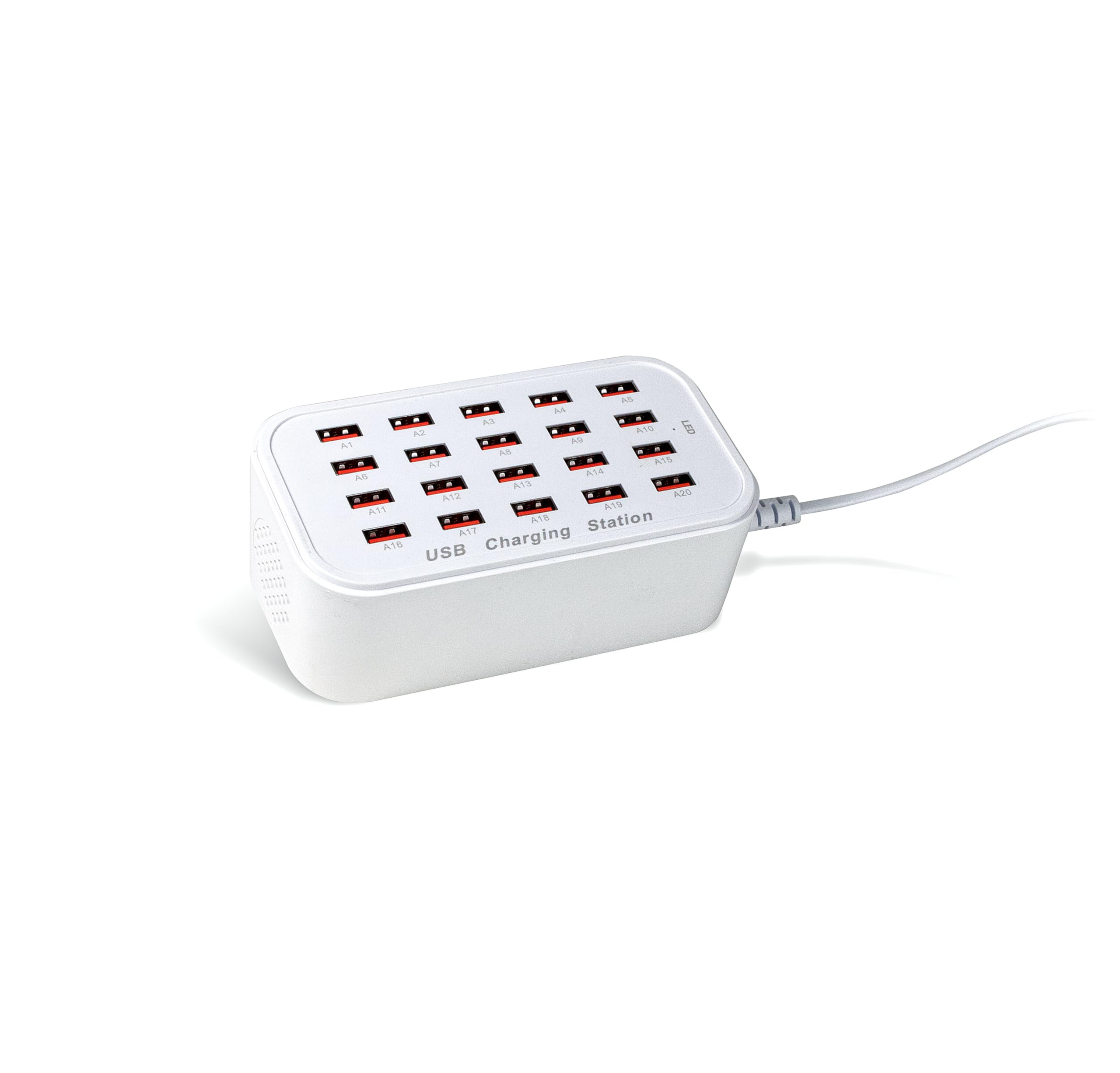 Caricatore USB Multiplo 20 Porte 100W Stazione di Ricarica Ignifugo per Apple Samsung Laptop