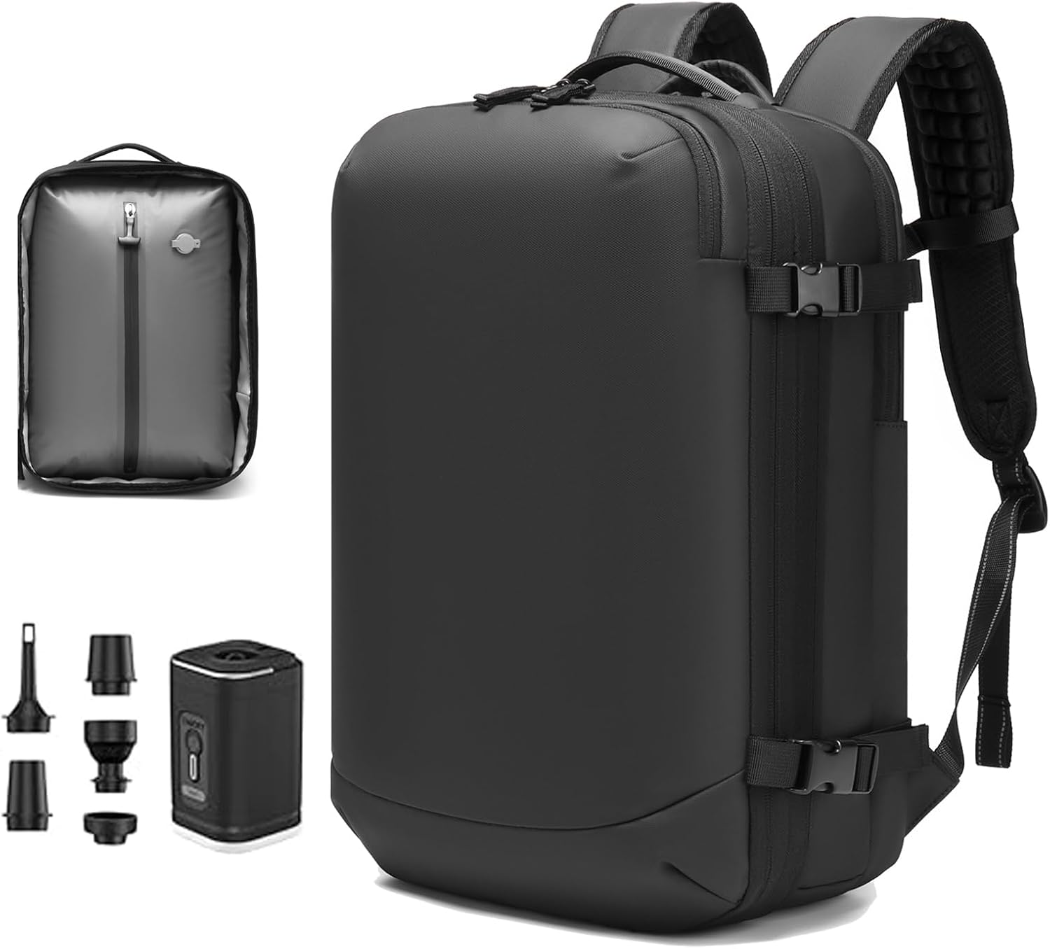 Expandable Business Travel Backpack with Laptop Compartment, Vacuum sealed travel backpack 64L for Business Trip/Commute (6681-ZKB-BLACK)