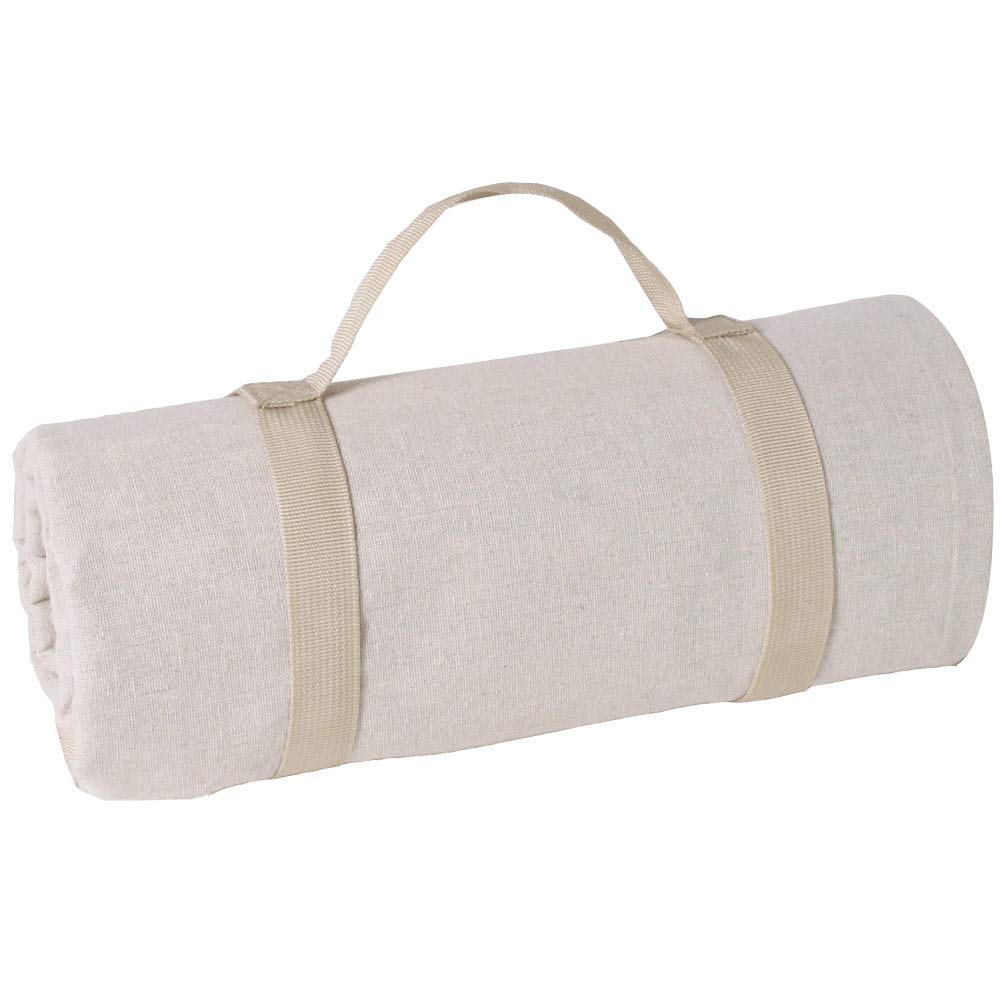 Les Jardins de la Comtesse - Rechteckige Picknickdecke XL Beige - Baumwolle wasserabweisender/Rückseite Polyester - 8 bis 12 Pers - Picknickdecke mit Halterung - Auch für Gartentisch - 140 x 280 cm