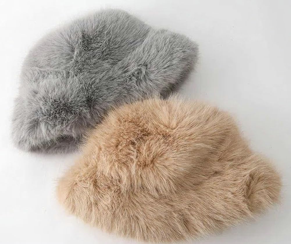 Plush Bucket Hat for Women Men Winter Fall Thick Warm Faux Fur Fisherman Hat Fluffy Outdoor Ski Cap 2025 - Image 3